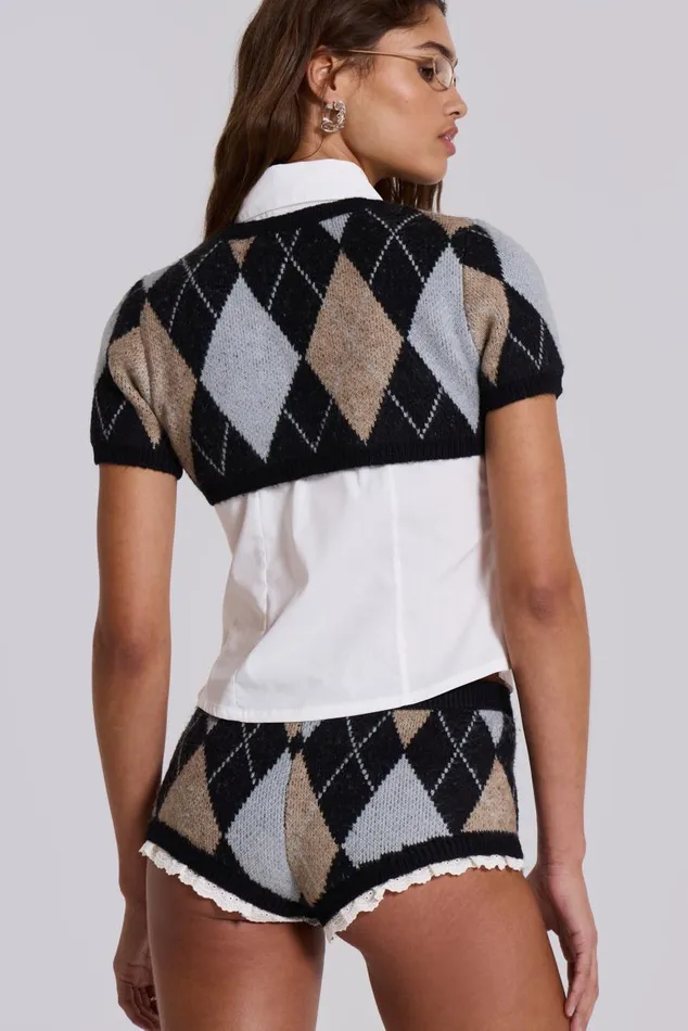 Women Clara Argyle Micro Knit Shorts Jaded London CoOrds