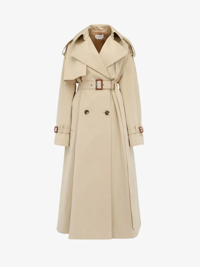 Women Coats And Outerwear Alexander McQueen Military Trench Coat Pale Beige