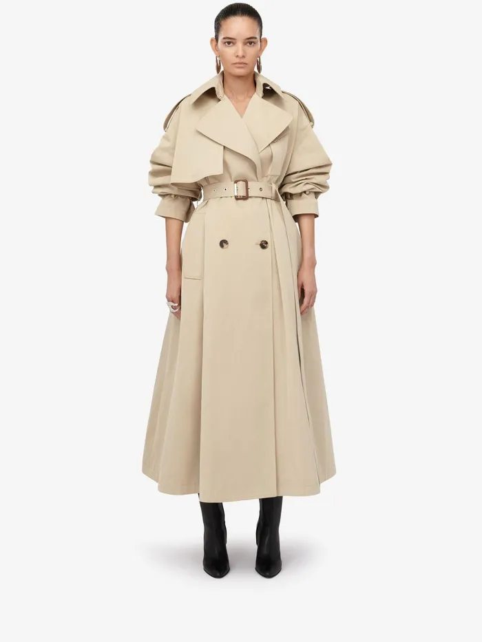 Women Coats And Outerwear Alexander McQueen Military Trench Coat Pale Beige