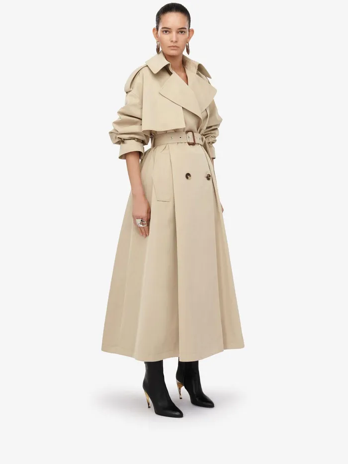 Women Coats And Outerwear Alexander McQueen Military Trench Coat Pale Beige