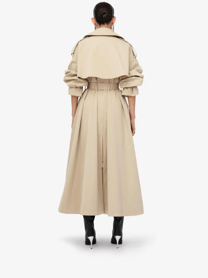 Women Coats And Outerwear Alexander McQueen Military Trench Coat Pale Beige