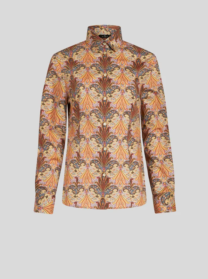 Women Cotton Shirt With Paisley Print Etro Shirts And Blouses