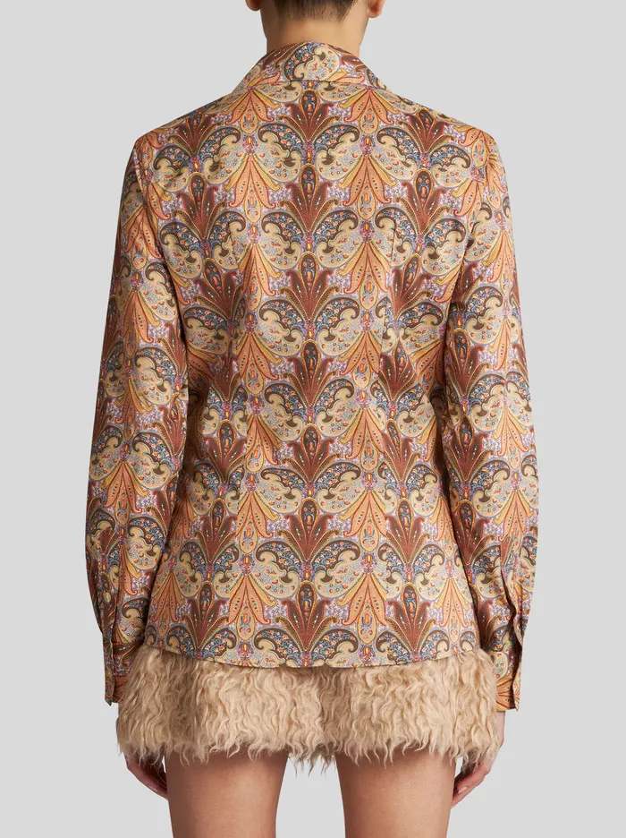 Women Cotton Shirt With Paisley Print Etro Shirts And Blouses
