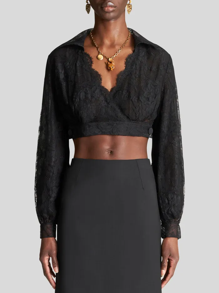 Women Cropped Lace Shirt Etro Shirts And Blouses