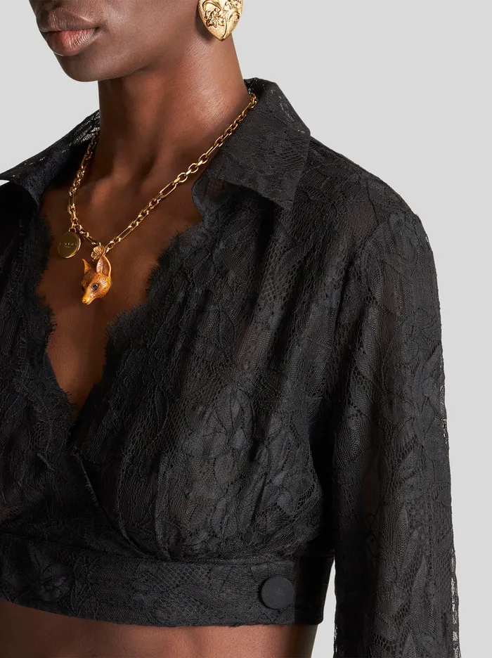 Women Cropped Lace Shirt Etro Shirts And Blouses