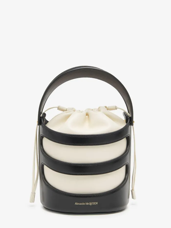Women Crossbody Bags Alexander McQueen The Rise Bucket Blacksoft Ivory