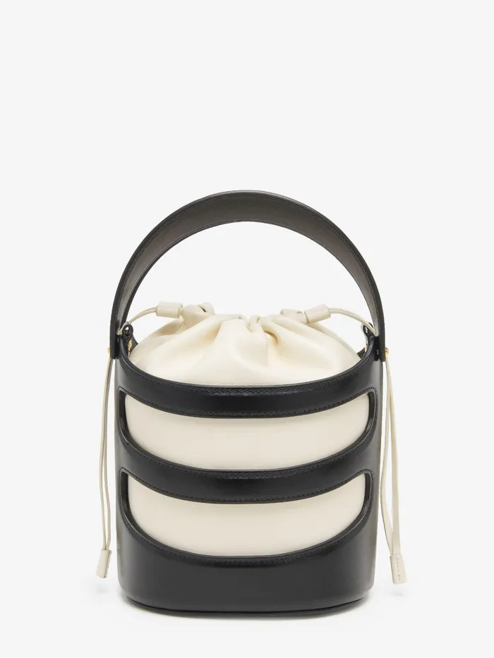 Women Crossbody Bags Alexander McQueen The Rise Bucket Blacksoft Ivory