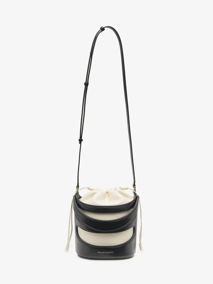 Women Crossbody Bags Alexander McQueen The Rise Bucket Blacksoft Ivory