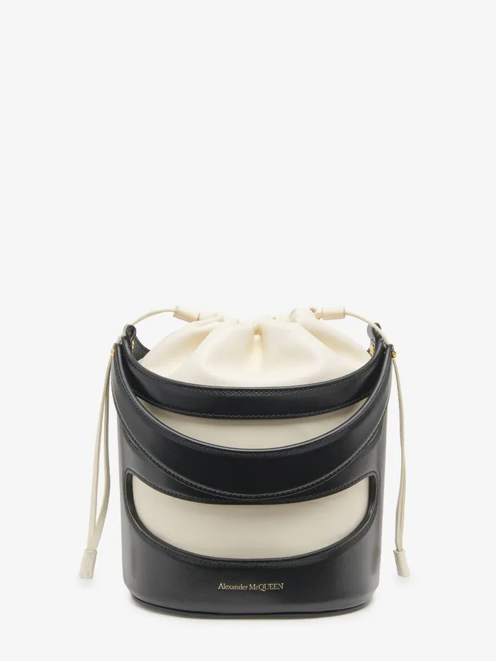 Women Crossbody Bags Alexander McQueen The Rise Bucket Blacksoft Ivory