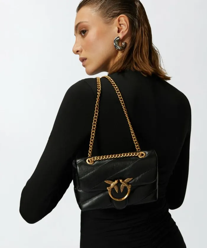 Women Crossbody Bags Pinko Baby Love Bag Puff Maxi Quilt Blackantique Gold Women Crossbody Bags Pinko Baby Love Bag Puff Maxi Quilt Blackantique Gold