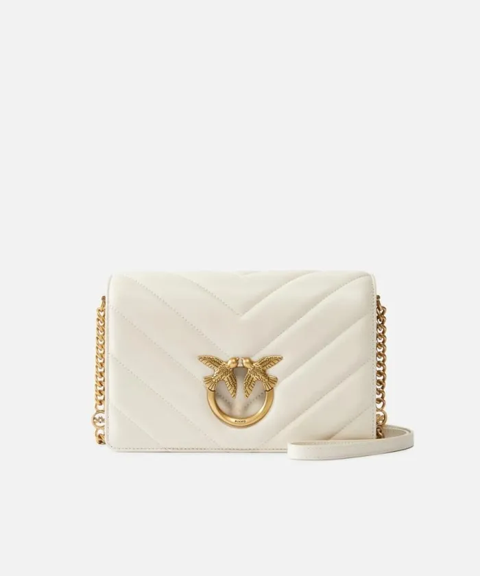 Women Crossbody Bags Pinko Classic LoveBag Click Big Chevron Whitewhiteantique Gold Women Crossbody Bags Pinko Classic LoveBag Click Big Chevron Whitewhiteantique Gold