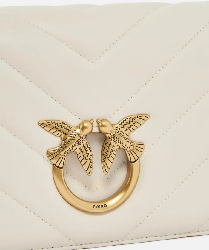 Women Crossbody Bags Pinko Classic LoveBag Click Big Chevron Whitewhiteantique Gold Women Crossbody Bags Pinko Classic LoveBag Click Big Chevron Whitewhiteantique Gold