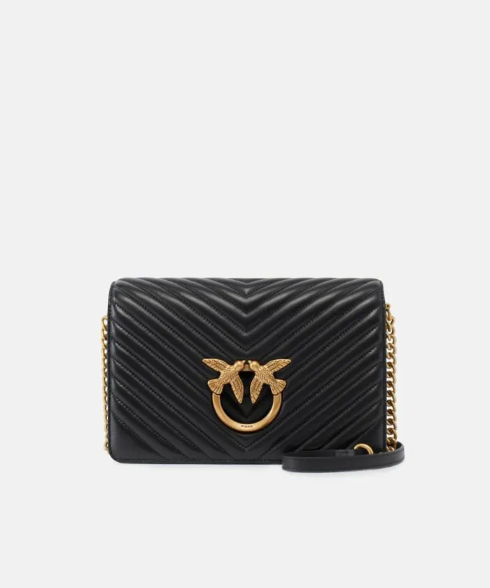 Women Crossbody Bags Pinko Classic Love Bag Click Chevron Blackantique Gold