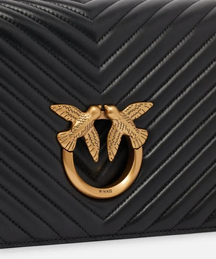 Women Crossbody Bags Pinko Classic Love Bag Click Chevron Blackantique Gold Women Crossbody Bags Pinko Classic Love Bag Click Chevron Blackantique Gold
