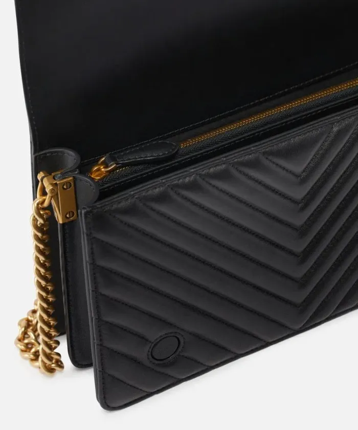 Women Crossbody Bags Pinko Classic Love Bag Click Chevron Blackantique Gold Women Crossbody Bags Pinko Classic Love Bag Click Chevron Blackantique Gold
