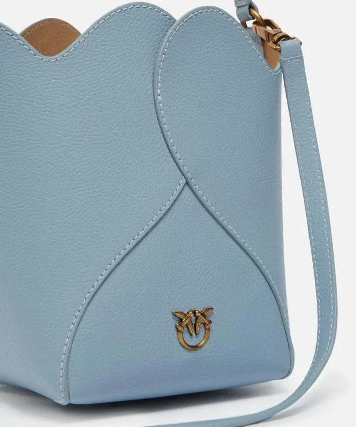 Women Crossbody Bags Pinko Heart Mini Leather Bucket Bag With Shoulder Strap Lightblueantique Gold Women Crossbody Bags Pinko Heart Mini Leather Bucket Bag With Shoulder Strap Lightblueantique Gold