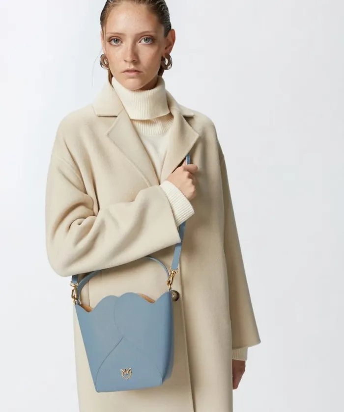 Women Crossbody Bags Pinko Heart Mini Leather Bucket Bag With Shoulder Strap Lightblueantique Gold Women Crossbody Bags Pinko Heart Mini Leather Bucket Bag With Shoulder Strap Lightblueantique Gold