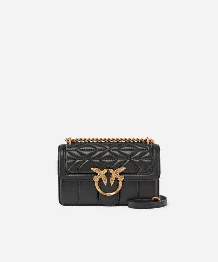 Women Crossbody Bags Pinko Love Bag Crossbody Bag In Quilted Nappa Leather Blackantique Gold Women Crossbody Bags Pinko Love Bag Crossbody Bag In Quilted Nappa Leather Blackantique Gold