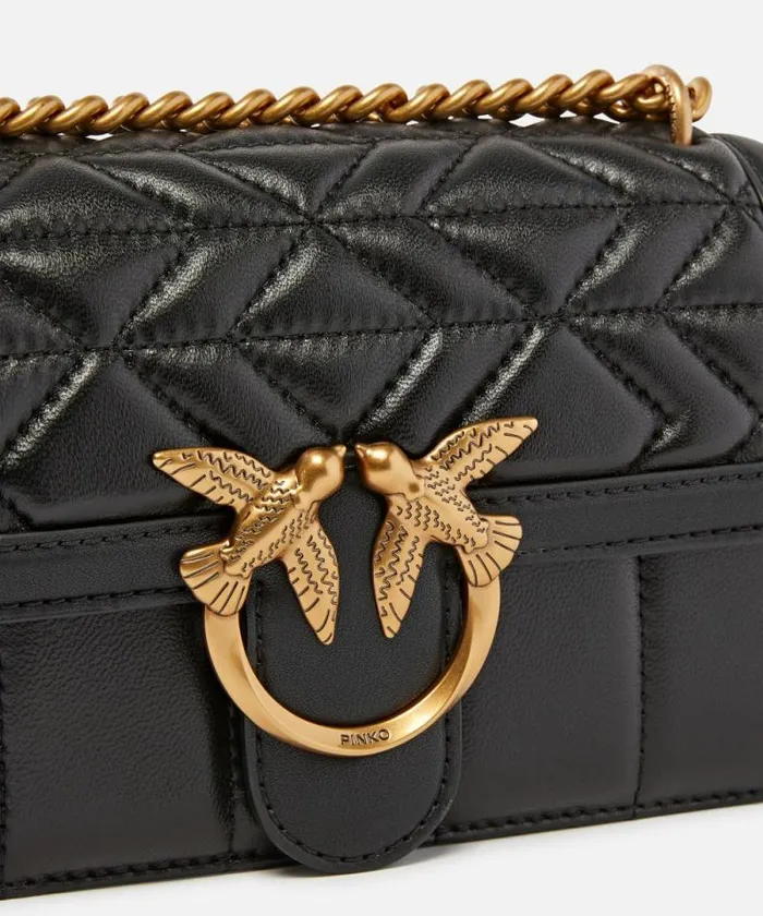 Women Crossbody Bags Pinko Love Bag Crossbody Bag In Quilted Nappa Leather Blackantique Gold Women Crossbody Bags Pinko Love Bag Crossbody Bag In Quilted Nappa Leather Blackantique Gold