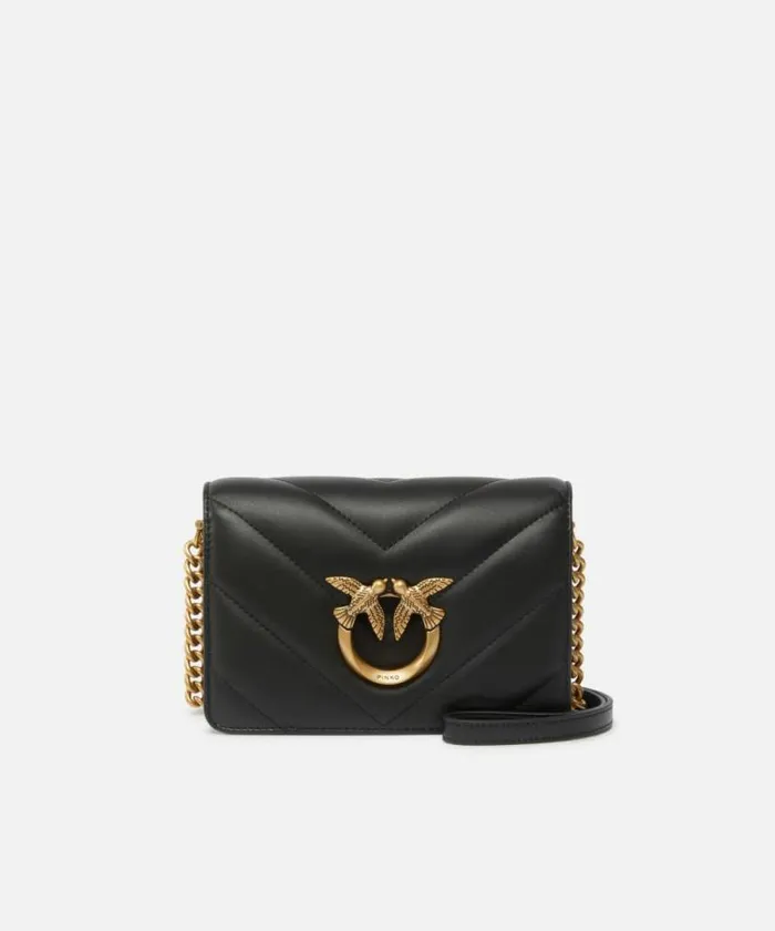 Women Crossbody Bags Pinko MiniLove Bag Click Big Chevron Blackantique Gold