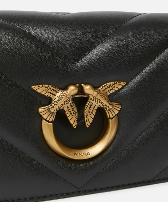 Women Crossbody Bags Pinko MiniLove Bag Click Big Chevron Blackantique Gold Women Crossbody Bags Pinko MiniLove Bag Click Big Chevron Blackantique Gold