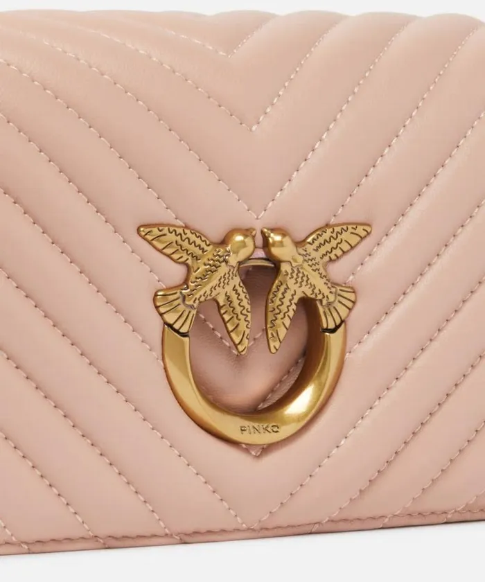 Women Crossbody Bags Pinko Mini Love Bag Click Chevron Pinkdusty Pinkantique Gold Women Crossbody Bags Pinko Mini Love Bag Click Chevron Pinkdusty Pinkantique Gold
