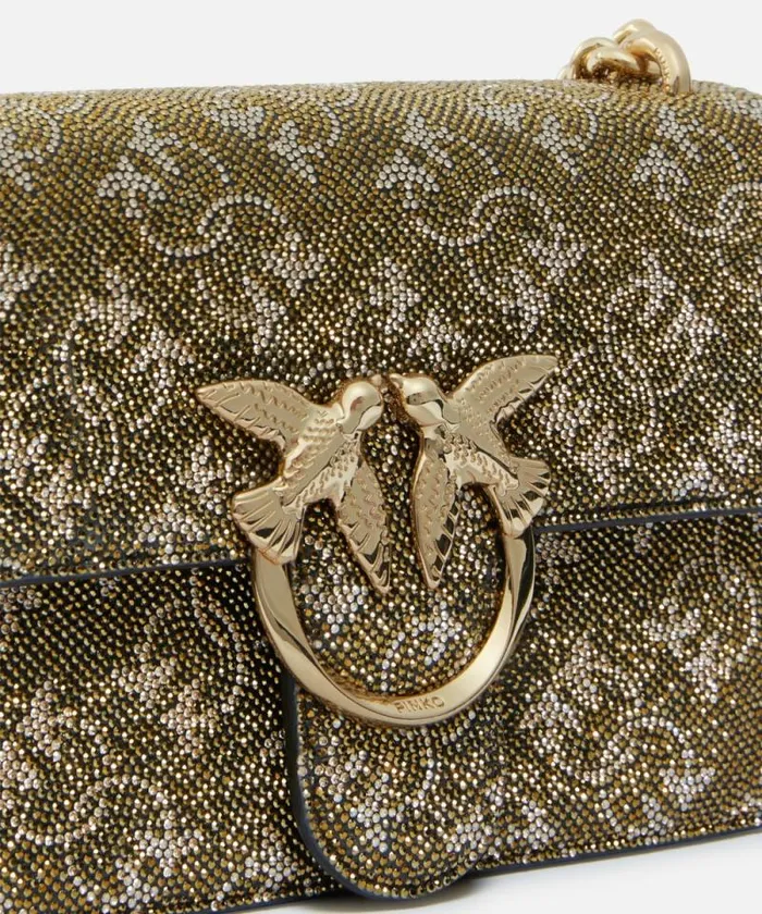 Women Crossbody Bags Pinko Mini Love Bag Leather Crossbody Bag With Monogram Rhinestone Bronzegoldgold Women Crossbody Bags Pinko Mini Love Bag Leather Crossbody Bag With Monogram Rhinestone Bronzegoldgold