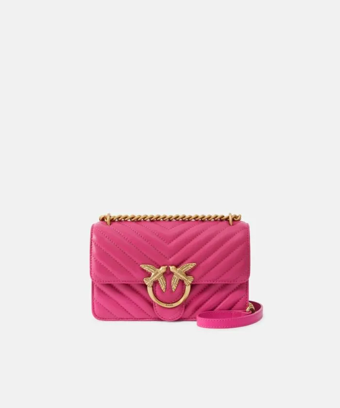 Women Crossbody Bags Pinko Mini Love Bag One Chevron Pinko Pinkantique Gold
