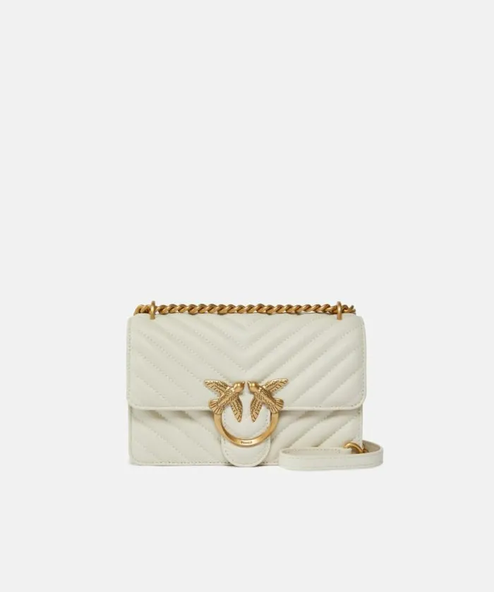 Women Crossbody Bags Pinko Mini Love Bag One Chevron Whitewhiteantique Gold