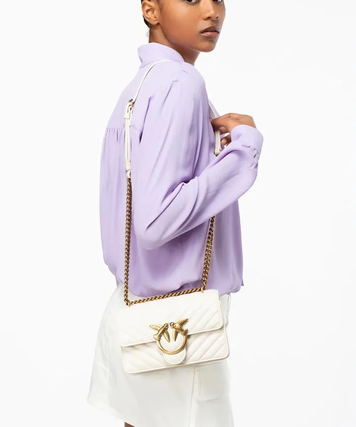 Women Crossbody Bags Pinko Mini Love Bag One Chevron Whitewhiteantique Gold Women Crossbody Bags Pinko Mini Love Bag One Chevron Whitewhiteantique Gold