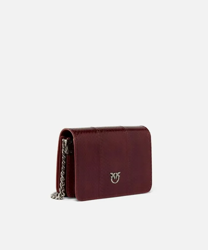 Women Crossbody Bags Pinko PINKO Galleria Mini Love Bag Crossbody Bag In Shiny Reptile Skin Cordovan Tanold Silver Women Crossbody Bags Pinko PINKO Galleria Mini Love Bag Crossbody Bag In Shiny Reptile Skin Cordovan Tanold Silver