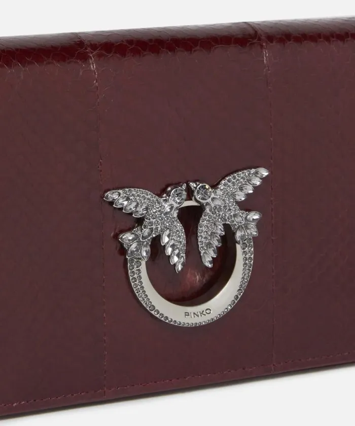 Women Crossbody Bags Pinko PINKO Galleria Mini Love Bag Crossbody Bag In Shiny Reptile Skin Cordovan Tanold Silver Women Crossbody Bags Pinko PINKO Galleria Mini Love Bag Crossbody Bag In Shiny Reptile Skin Cordovan Tanold Silver