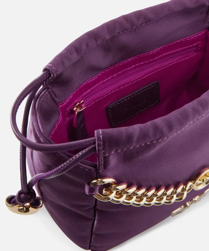Women Crossbody Bags Pinko Satin Mini Clutch Bag With Chain Grape Winegold Women Crossbody Bags Pinko Satin Mini Clutch Bag With Chain Grape Winegold