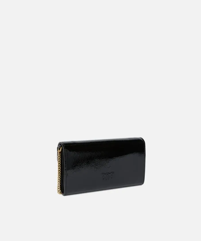Women Crossbody Bags Pinko Shiny Crossbody Wallet With Bird Buckle Blackantique Gold Women Crossbody Bags Pinko Shiny Crossbody Wallet With Bird Buckle Blackantique Gold