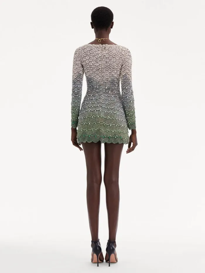 Women Crystal Embroidered Cocktail Dress Olivine Oscar De La Renta Dresses Women Crystal Embroidered Cocktail Dress Olivine Oscar De La Renta Dresses