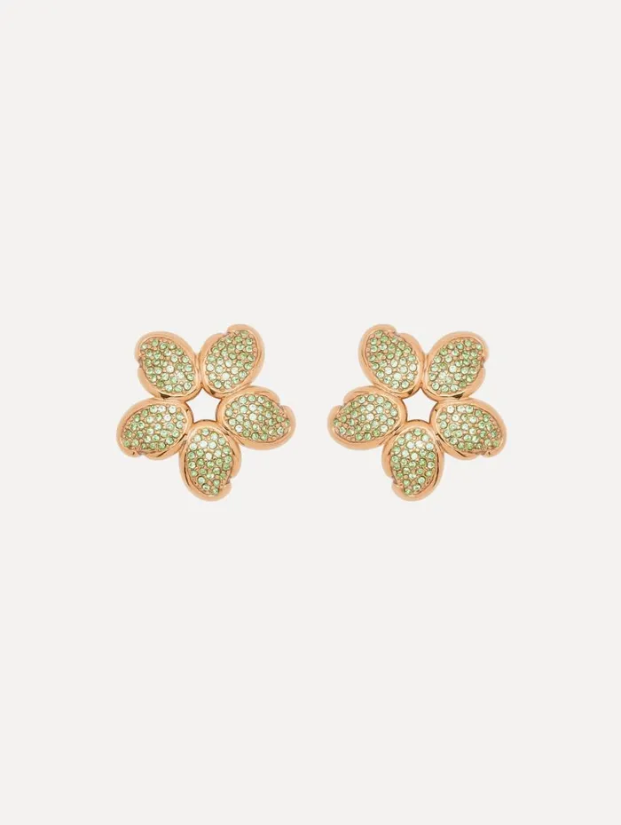 Women Crystal O Flower Earrings Chrysolite Oscar De La Renta Earrings