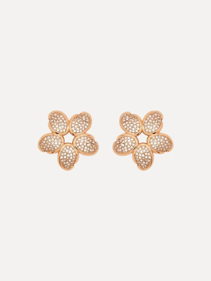 Women Crystal O Flower Earrings Rose Oscar De La Renta Earrings