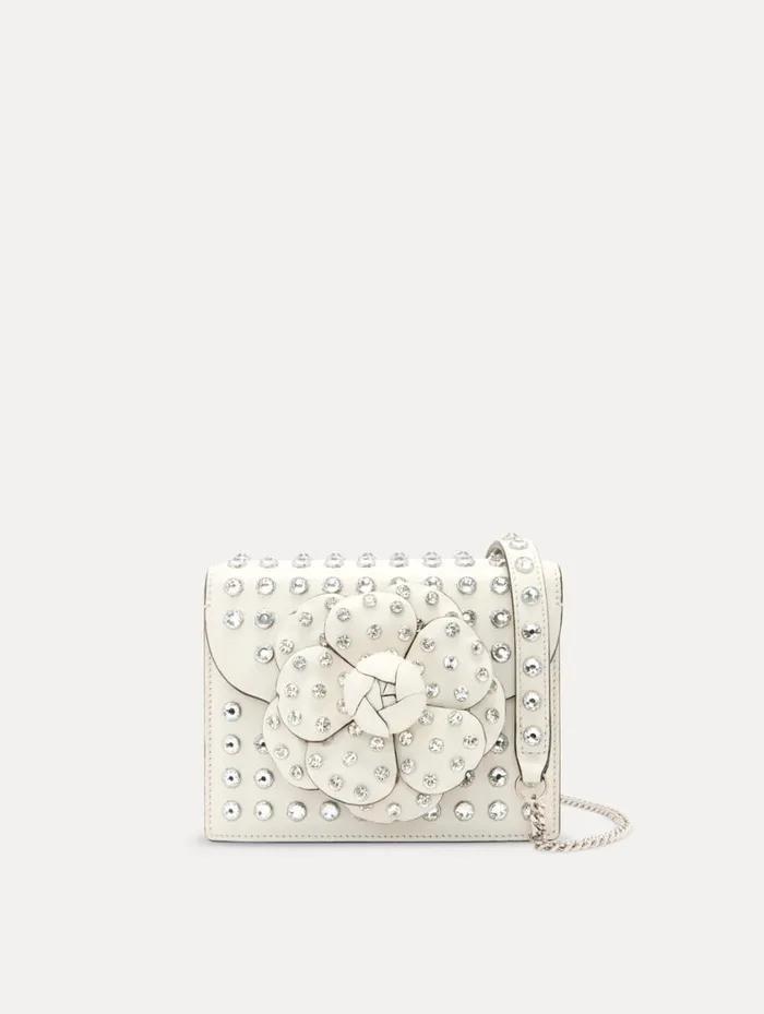 Women Crystal Stud Mini TRO Bag Ivory Oscar De La Renta Handbags