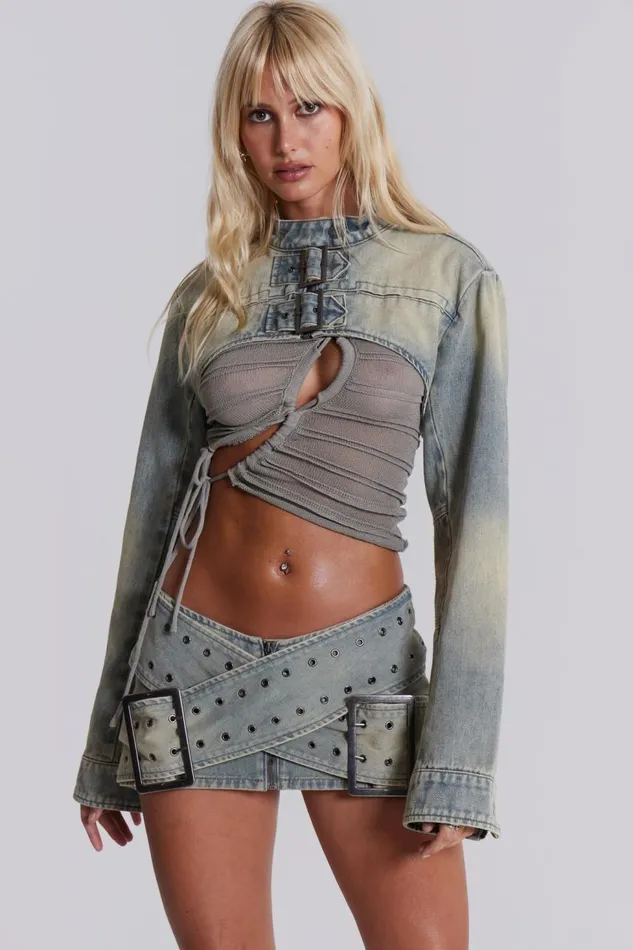 Women Denim Assassin Ultra Cropped Jacket Jaded London CoOrds
