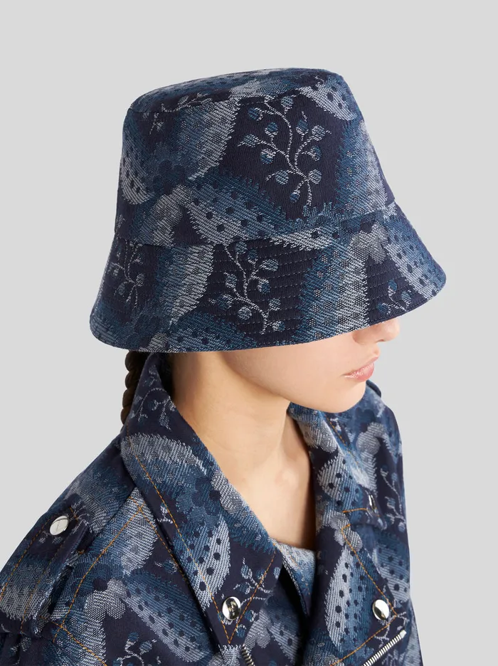 Women Denim Jacquard Bucket Hat Etro Hats And Gloves