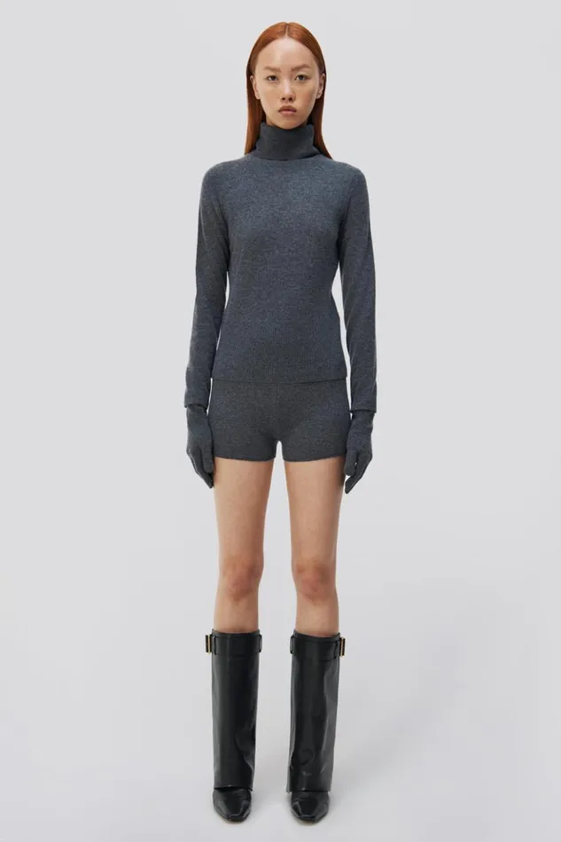 Women Dita Gloved Turtleneck Charcoal Melange Jonathan Simkhai Knitwear