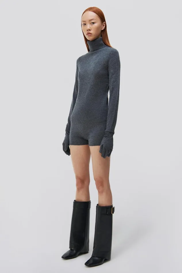Women Dita Gloved Turtleneck Charcoal Melange Jonathan Simkhai Knitwear