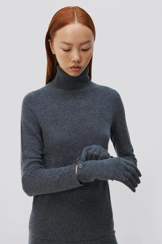 Women Dita Gloved Turtleneck Charcoal Melange Jonathan Simkhai Knitwear