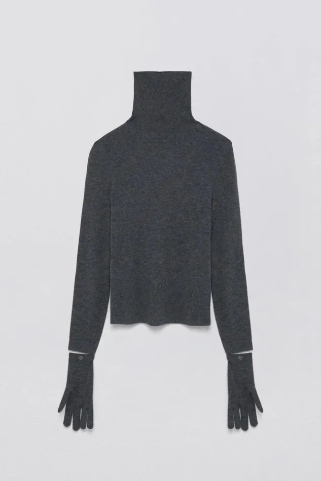 Women Dita Gloved Turtleneck Charcoal Melange Jonathan Simkhai Knitwear