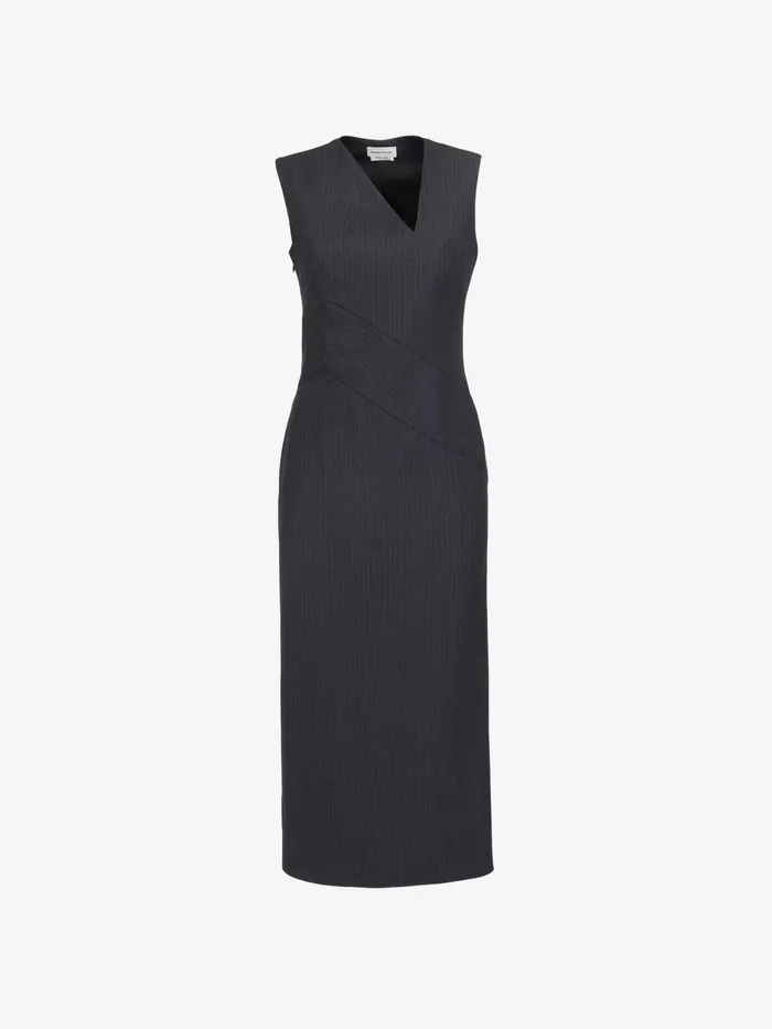 Women Dresses Alexander McQueen Pinstripe Midi Dress Grey