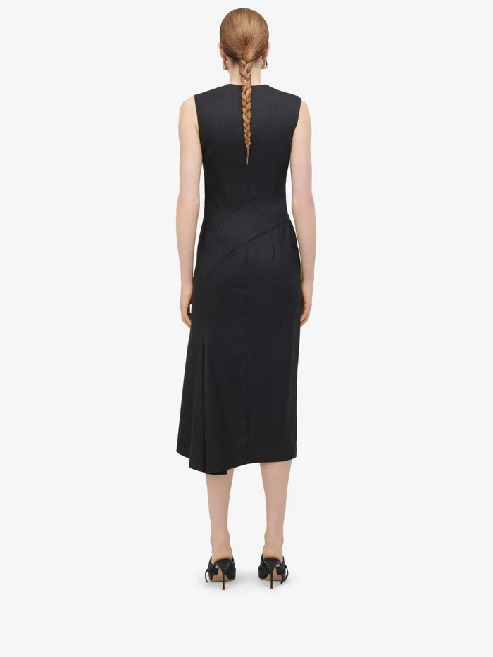 Women Dresses Alexander McQueen Pinstripe Midi Dress Grey
