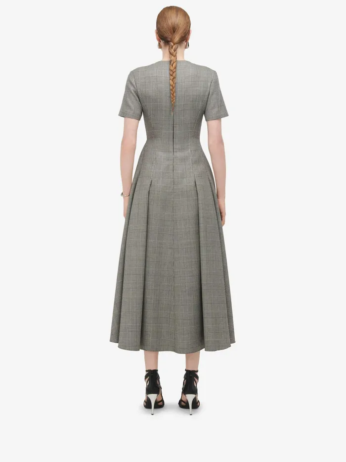 Women Dresses Alexander McQueen Prince Of Wales Slashed Midi Dress Blackivory