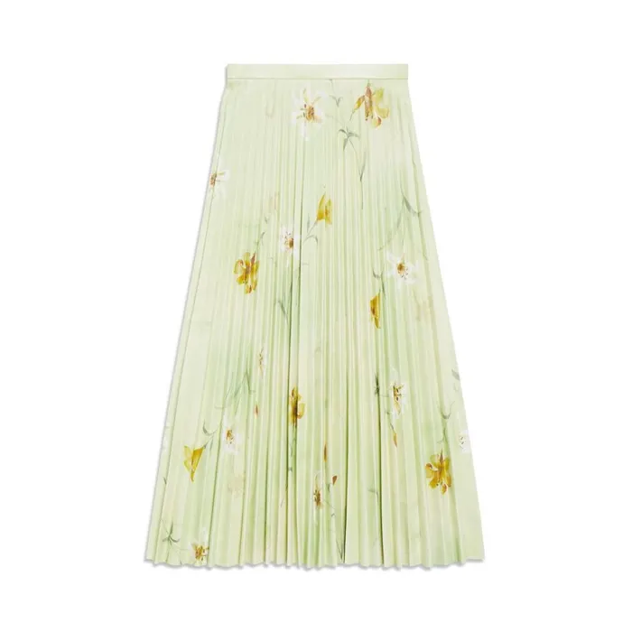 Women Dresses and Skirts Balenciaga Lilies Printed Pleated Skirt In Green