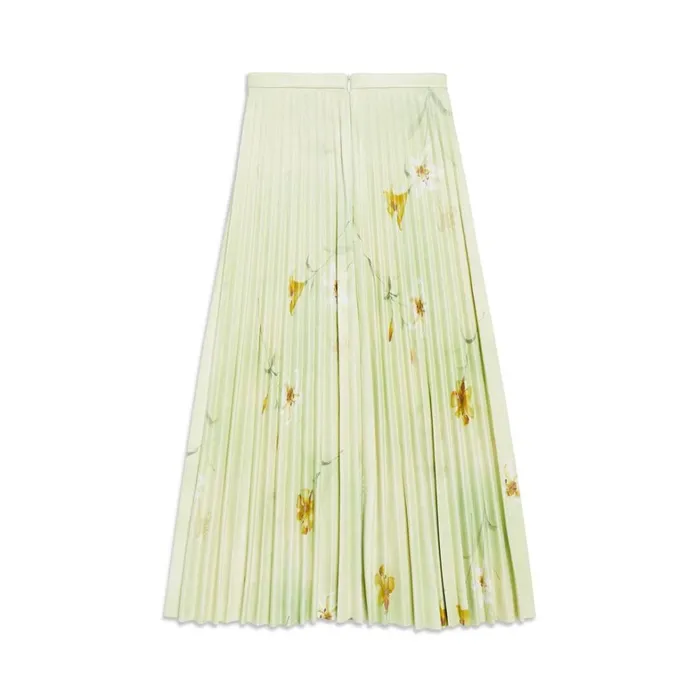 Women Dresses and Skirts Balenciaga Lilies Printed Pleated Skirt In Green