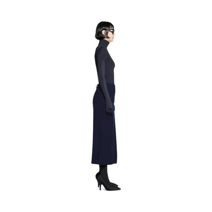 Women Dresses and Skirts Balenciaga Slit Tailored Skirt In Navy Blue